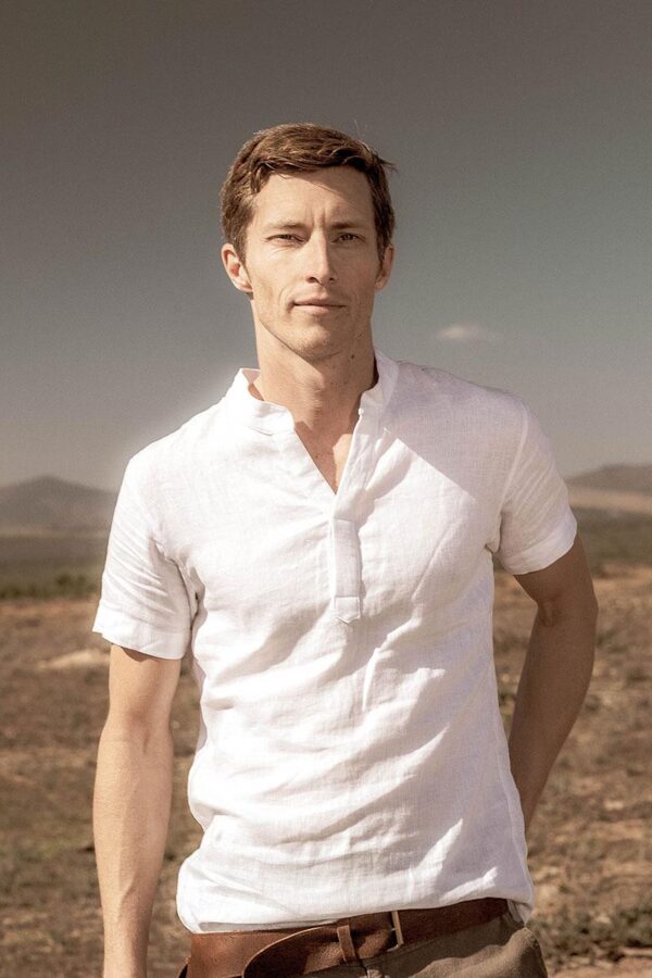 Summer Shirt Linen - Mandarin Collar ~ White
