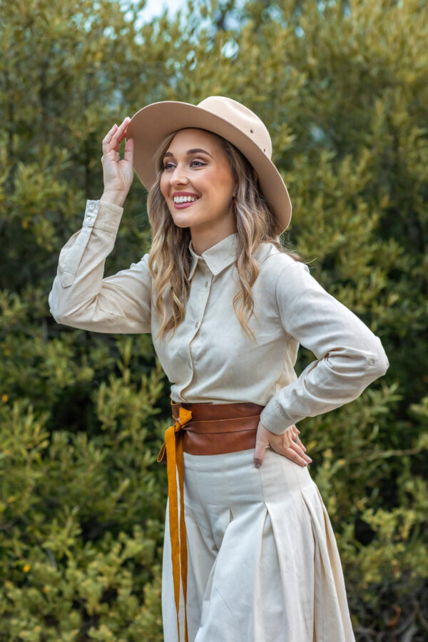 Ladies Shirt Tencil Linen - Formal Collar ~ Natural