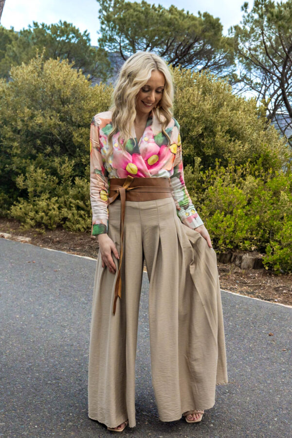 High Waist Culotte Rayon Nylon ~ Latte