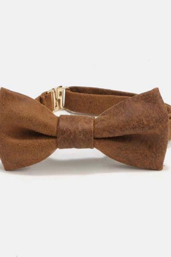 Bowtie ~ Suede Tan + Gold