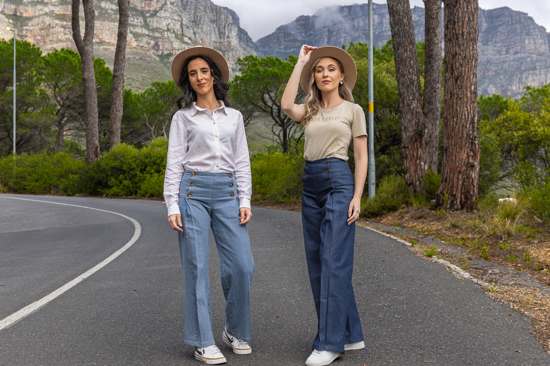 Pleated Trousers Stretch Cotton Denim ~ Horizon Blue - Image 2