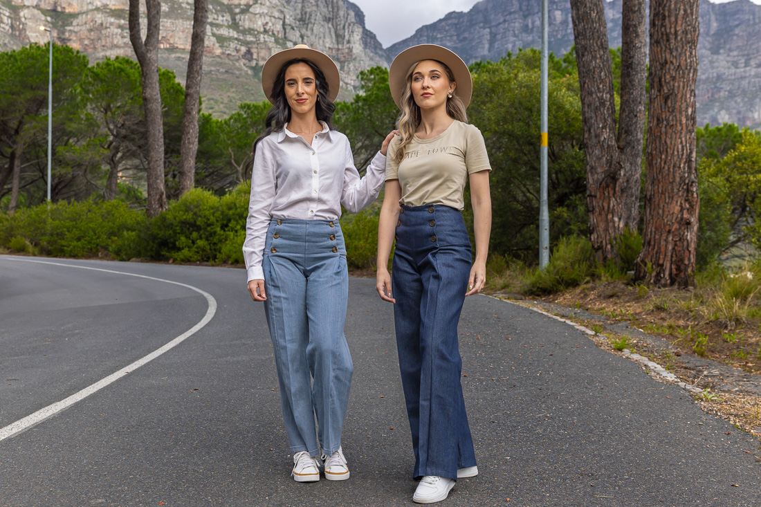 Pleated Trousers Stretch Cotton Denim ~ Horizon Blue - Image 3