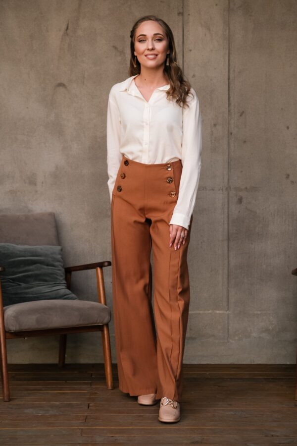 Pleated Trousers Rayon Blend ~ Caramel