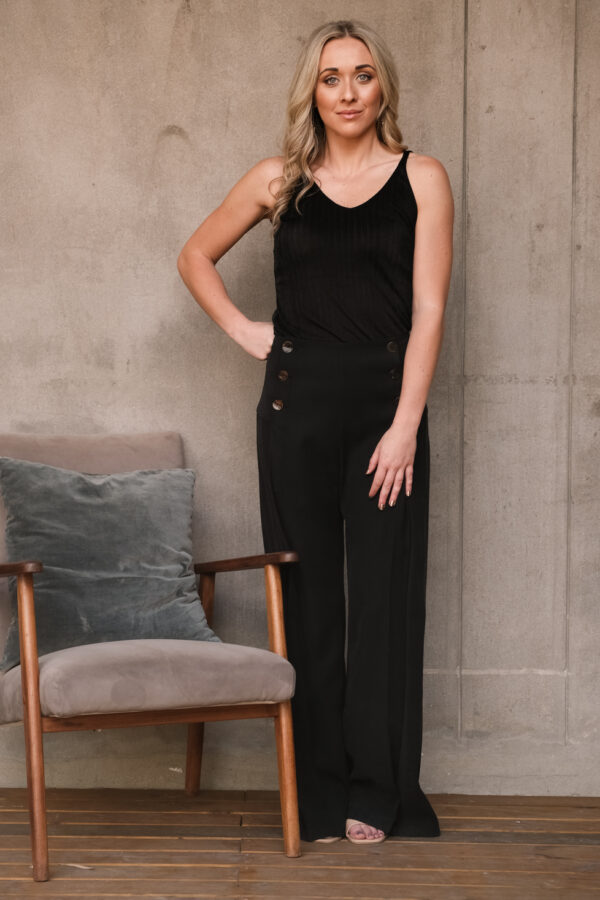 Pleated Trousers Lyocell Cotton ~ Black