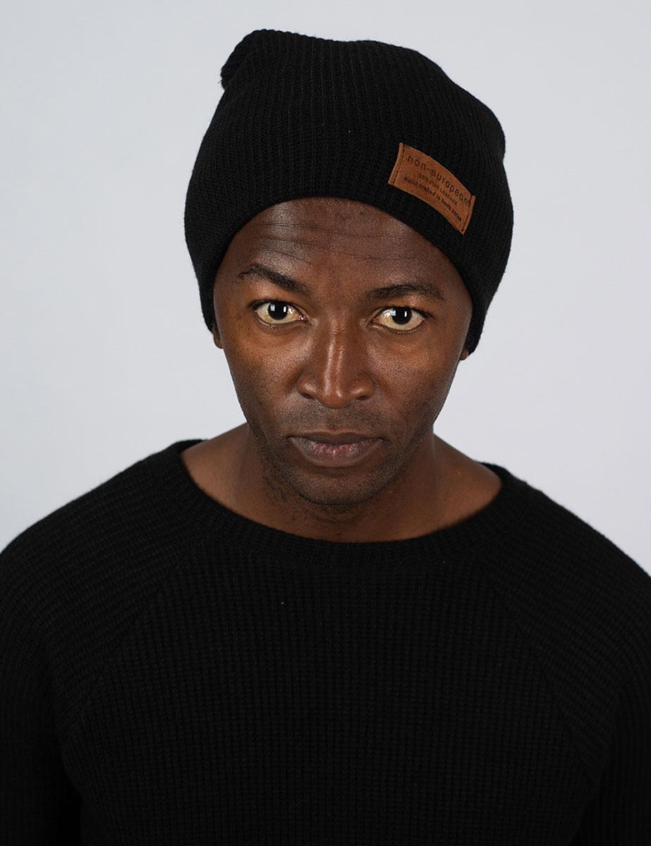 High Top Beanie Rayon Blend ~ Black Knit