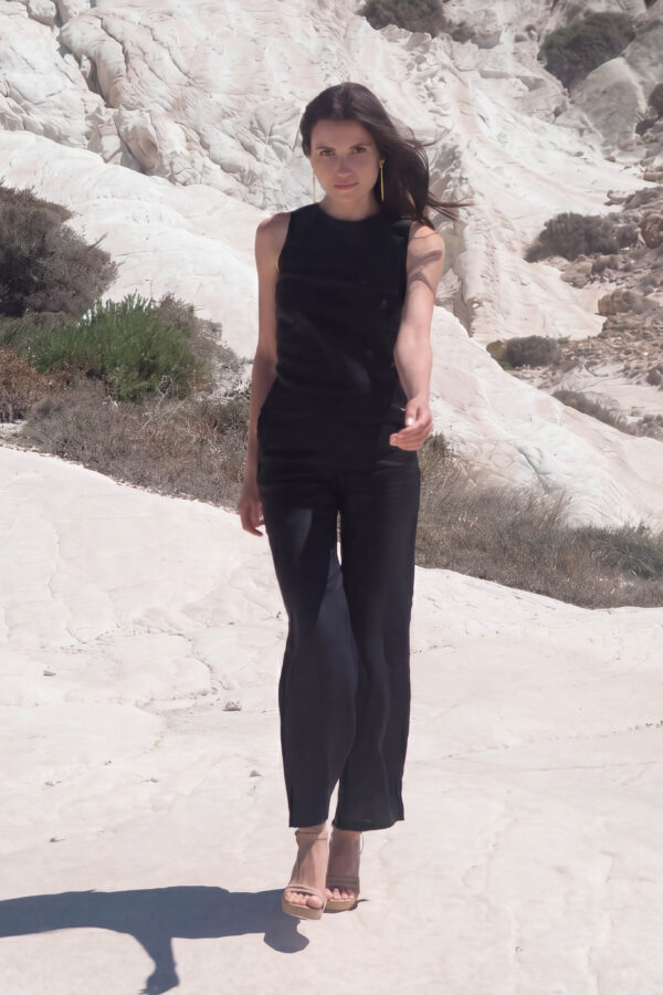 High Waist Trousers Linen ~ Black