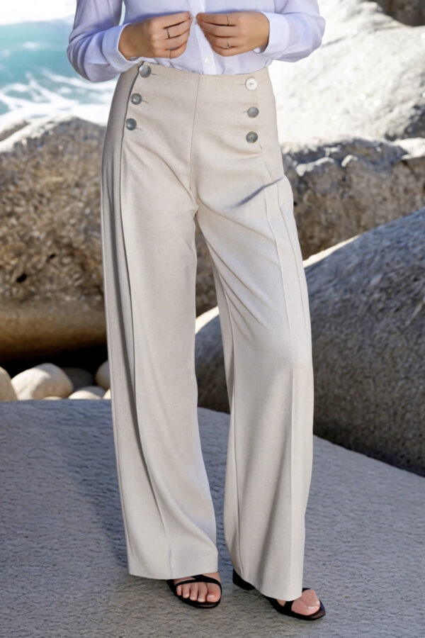 Pleated Trousers Rayon Linen Cotton ~ Natural