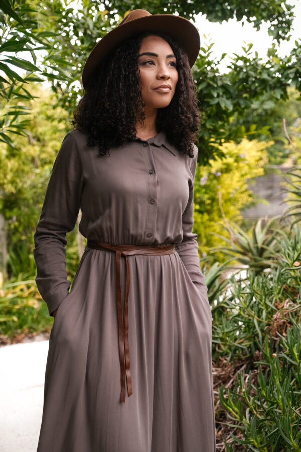 Ladies Shirt Dress Rayon ~ Dark Sage