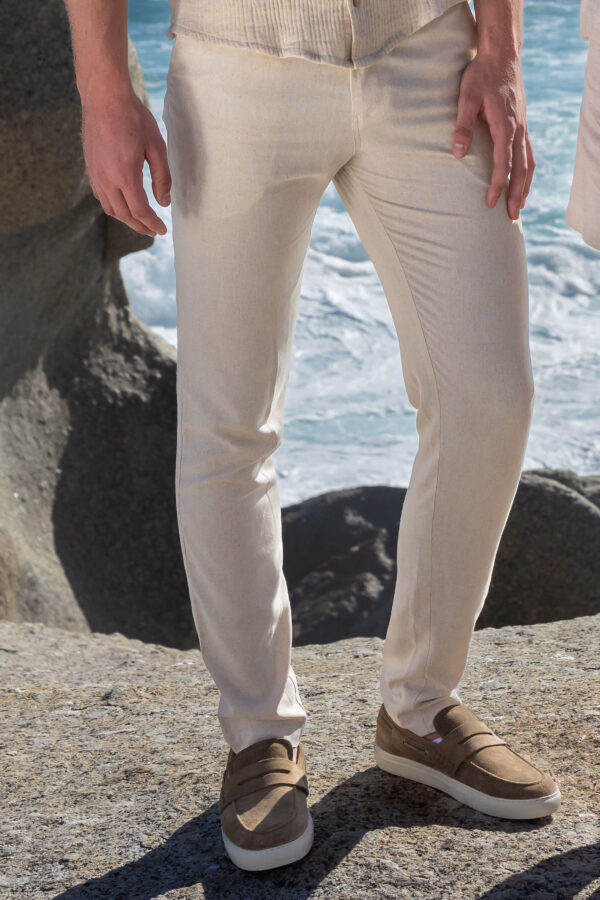 Male Skinny Rayon Linen Cotton ~ Natural