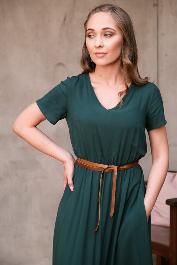 Casual Dress Rayon ~ Bottle Green